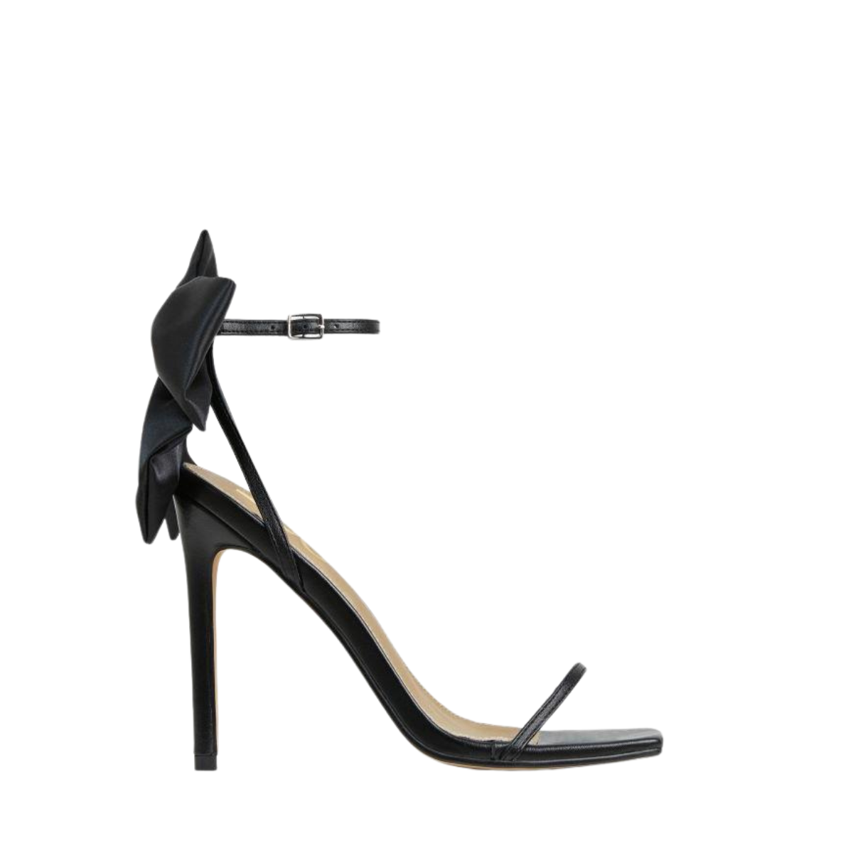 Black Ankle Strap Back Bow Heels
