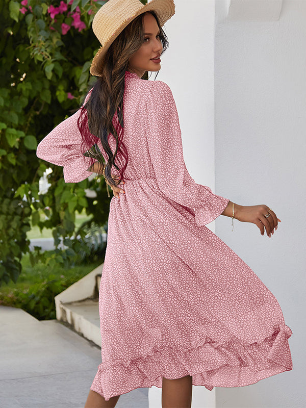 V-Neck Simple Print Dress