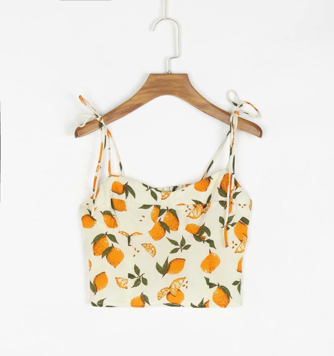 Cream Citrus Crop Top