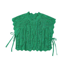 fashionable knitted short vest with side straps