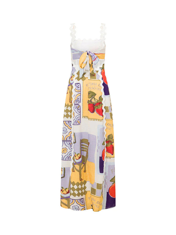 Printed Patchwork Tube Sleeveless Elegant Maxi Dresses