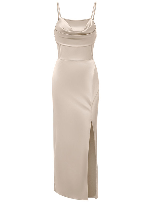 Vacation Sleeveless Wrap Solid Color U-Neck Maxi Dress