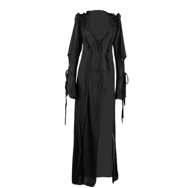Black Sheer Maxi Cover Up Dress With Ruffle Details
