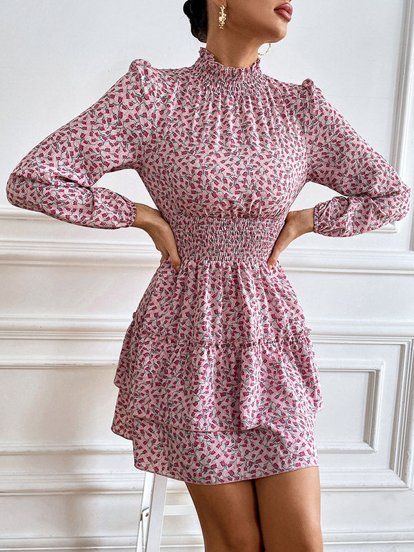 Bohemia A-Line Floral High-Neck Dress
