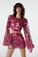 fashion new sequined irregular Sequin Cutout dress