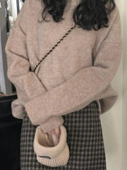 Solid Crew Neck Knit Sweater