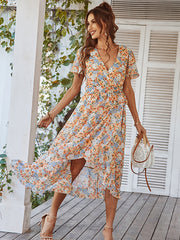 Bohemia A-Line Floral V-Neck Dress