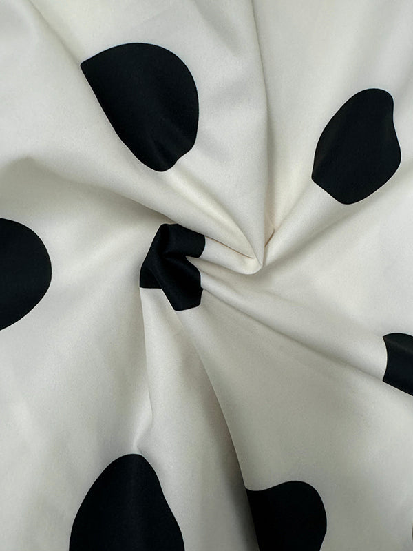 Belted Lace-Up Pockets Polka Dot Split-Joint A-line High Waisted Stand Collar Maxi Dresses