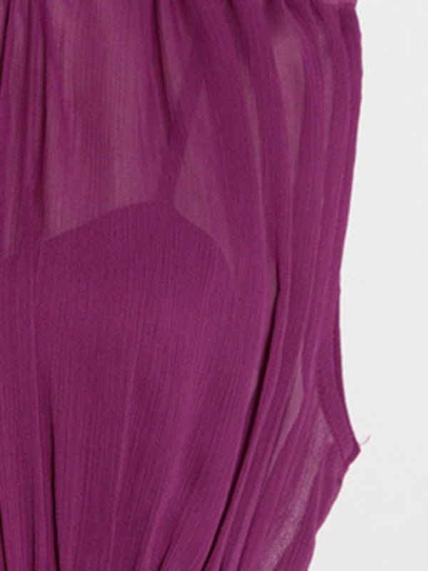 Urban Solid Color High Waisted Falbala Maxi Dress