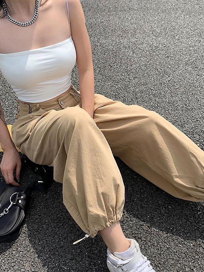 Mid Rise Plain Harem Cropped Pants