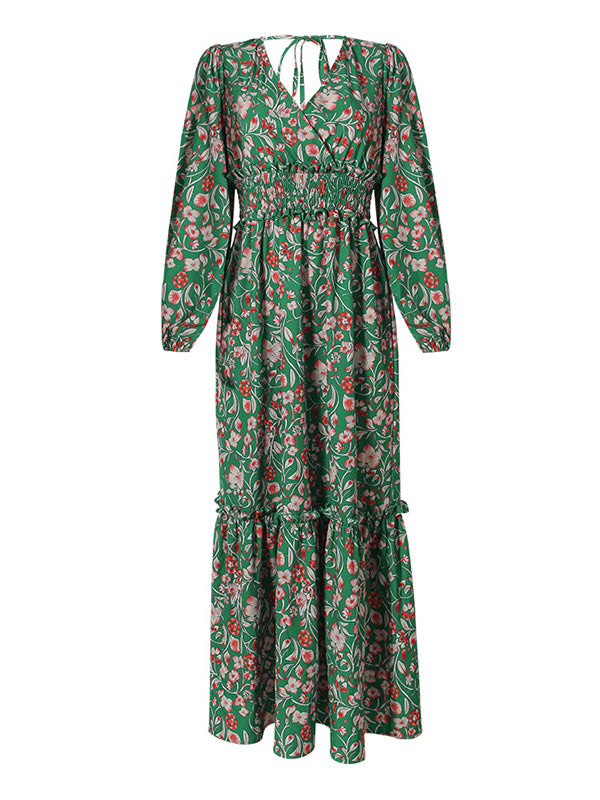 Bohemia Loose A-Line Floral Backless Dress