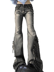 Raw Trim Splice Low Rise Flare Jeans