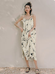 Vacation H-Line Floral Printed U-Neck Dress