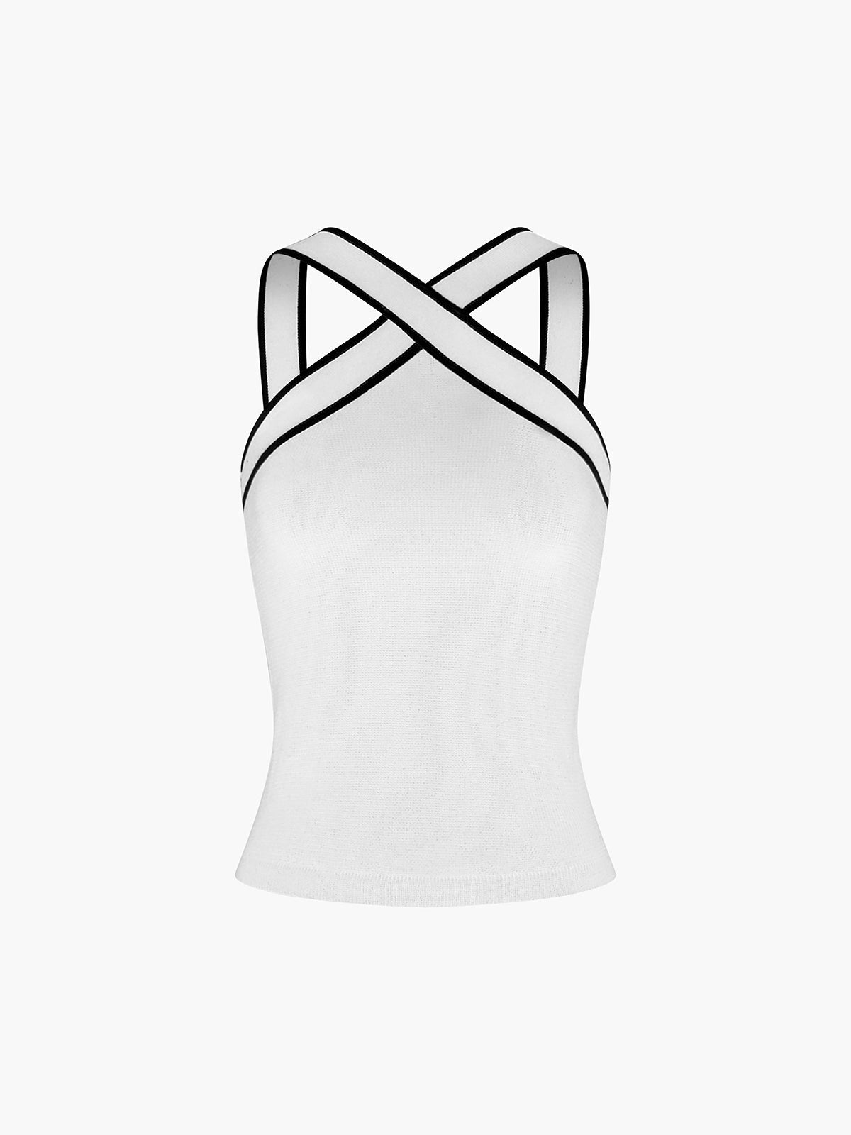 Knit Top With Contrasting Trim Strap