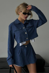 Long-sleeved Button-down Two-piece Suit