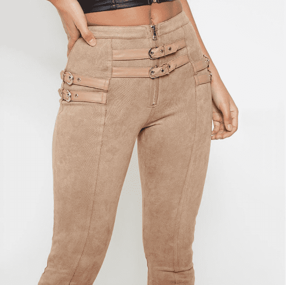 Belt decorated Khaki Pants