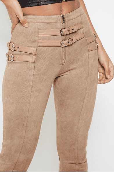 Belt decorated Khaki Pants