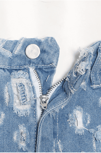 Street trendy ripped hole raw edge jeans