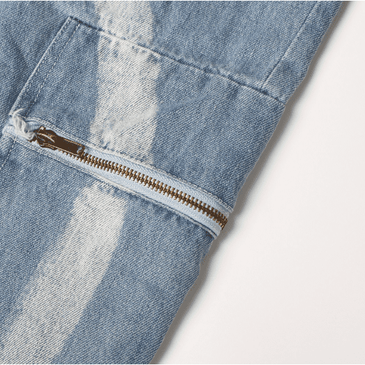 street style casual stripes stitching loose jeans