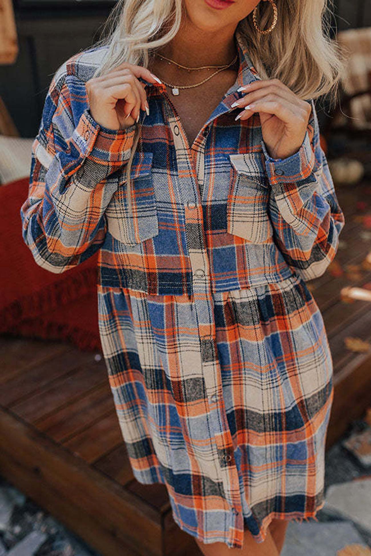 Contrast Plaid Shirt Dress – Godu Shop