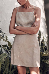 Minimalism Linen Slip Mini Dress