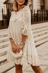 Layer Lace Round Neck Tunic Dresses