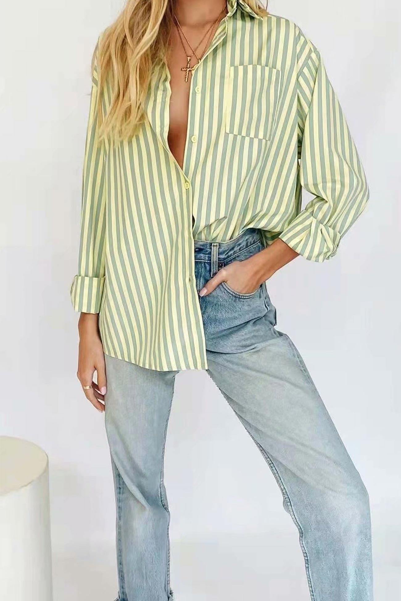 Green Striped Long Sleeve Shirts Godu Shop green-striped-long-sleeve-shirts-godu-shop