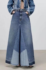 Casual Patchwork Denim Skirt