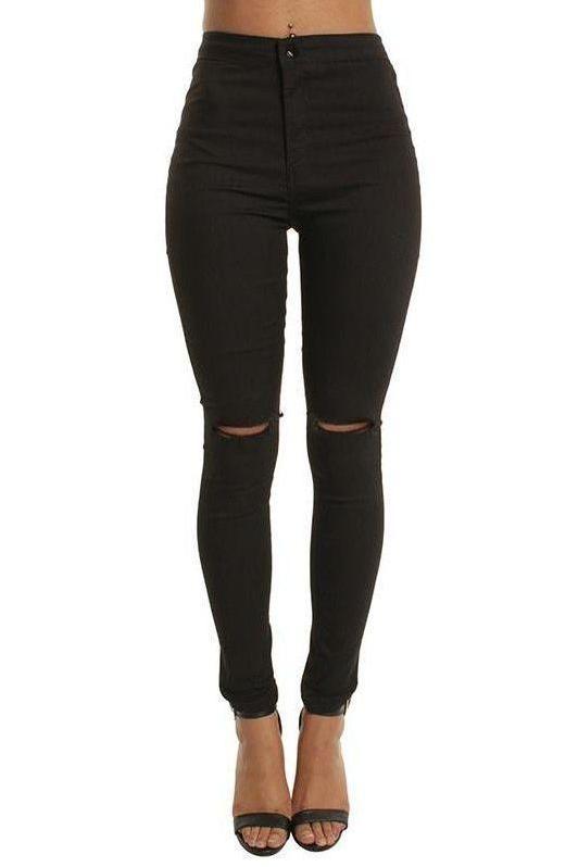 Thin Knee Holes And Feet Casual Pants