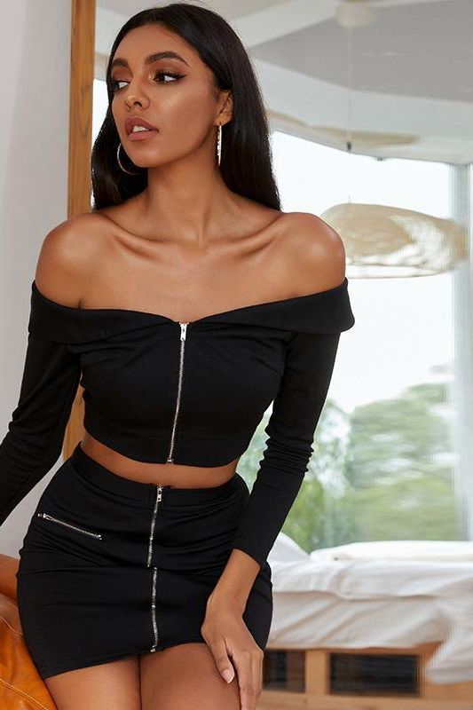 Zip Solid Skirt