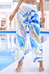 Ink Print Criss Cross Waist Pants