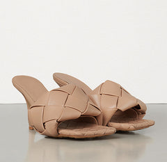 Beige Woven Mule Sandals