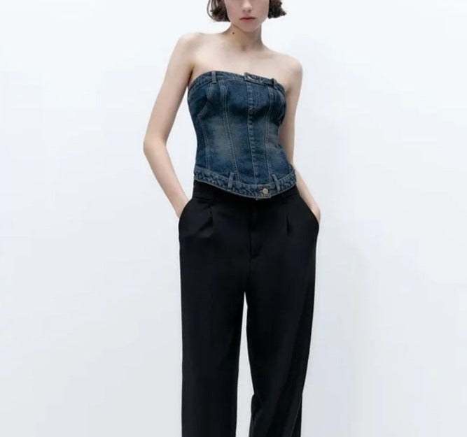 Sleeveless Denim Top