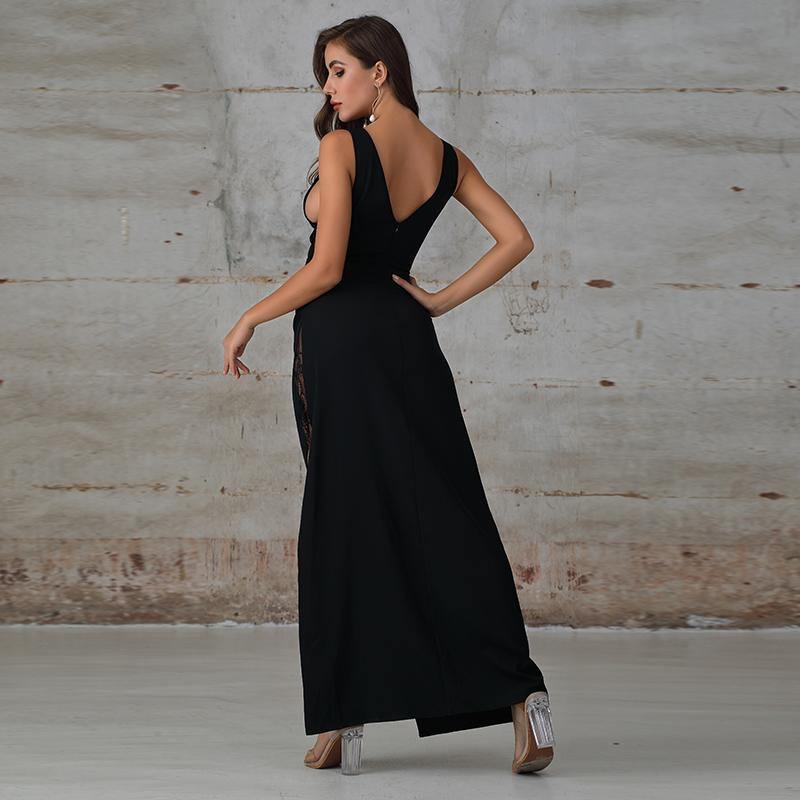 V Neck Maxi Elegant Asymmetrical Dress