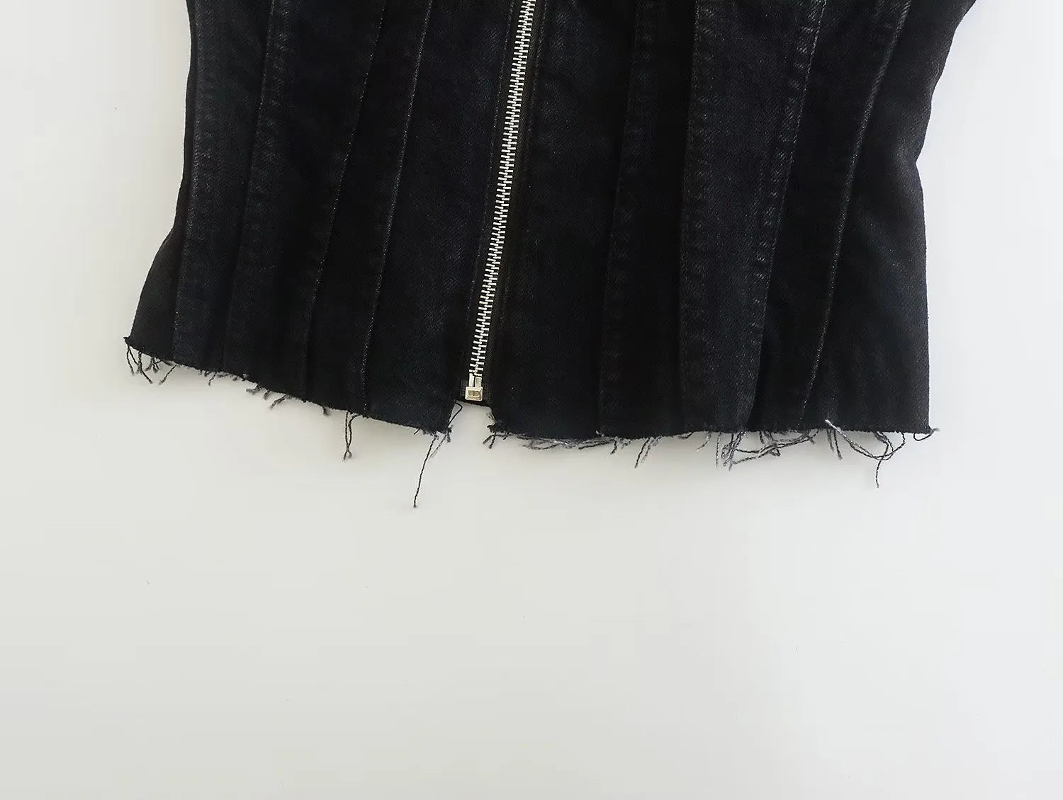 Black Sleeveless Denim Corset Top