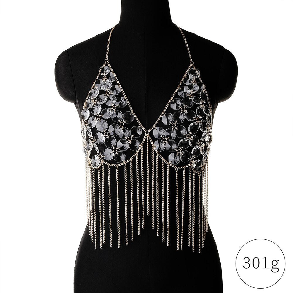 Acrylic Decoration Tassel Halter Bra Chain