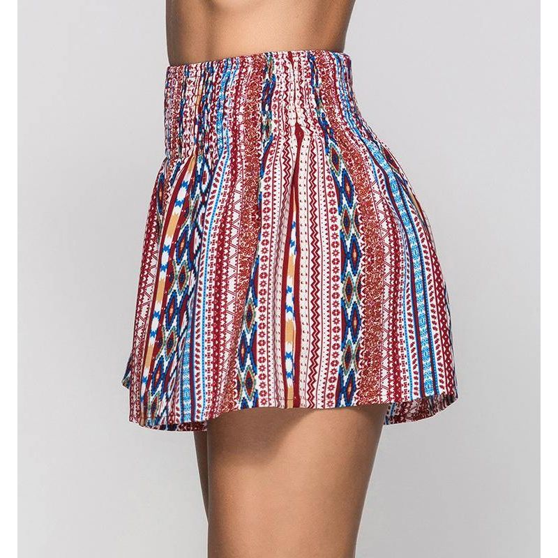 Mixed Color Print Beach Shorts