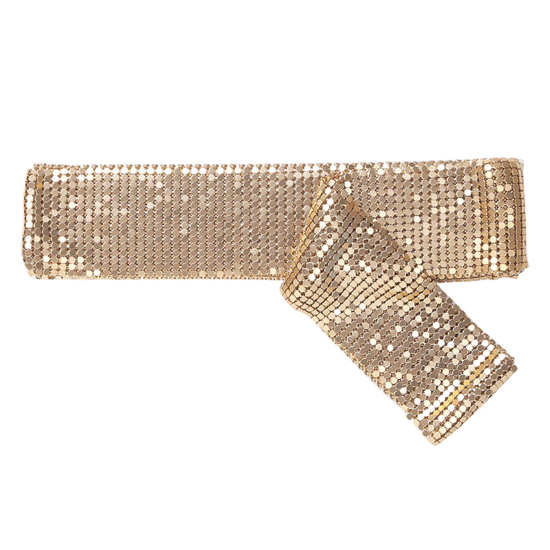 Metal Mesh Thin Neck Tie Scarf