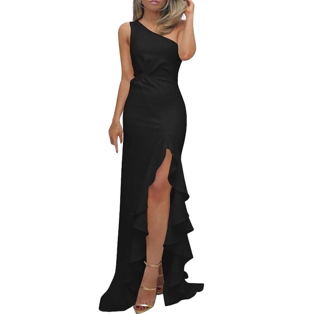 High Split Maxi Dresses Sexy One Shoulder Ruffles Long Dress Wedding Elegant Off Shoulder Evening Party Dresses Hot
