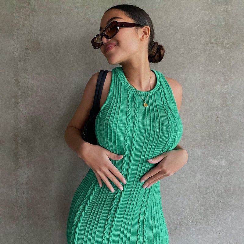 A Wild Mint Knitted Midi Dress