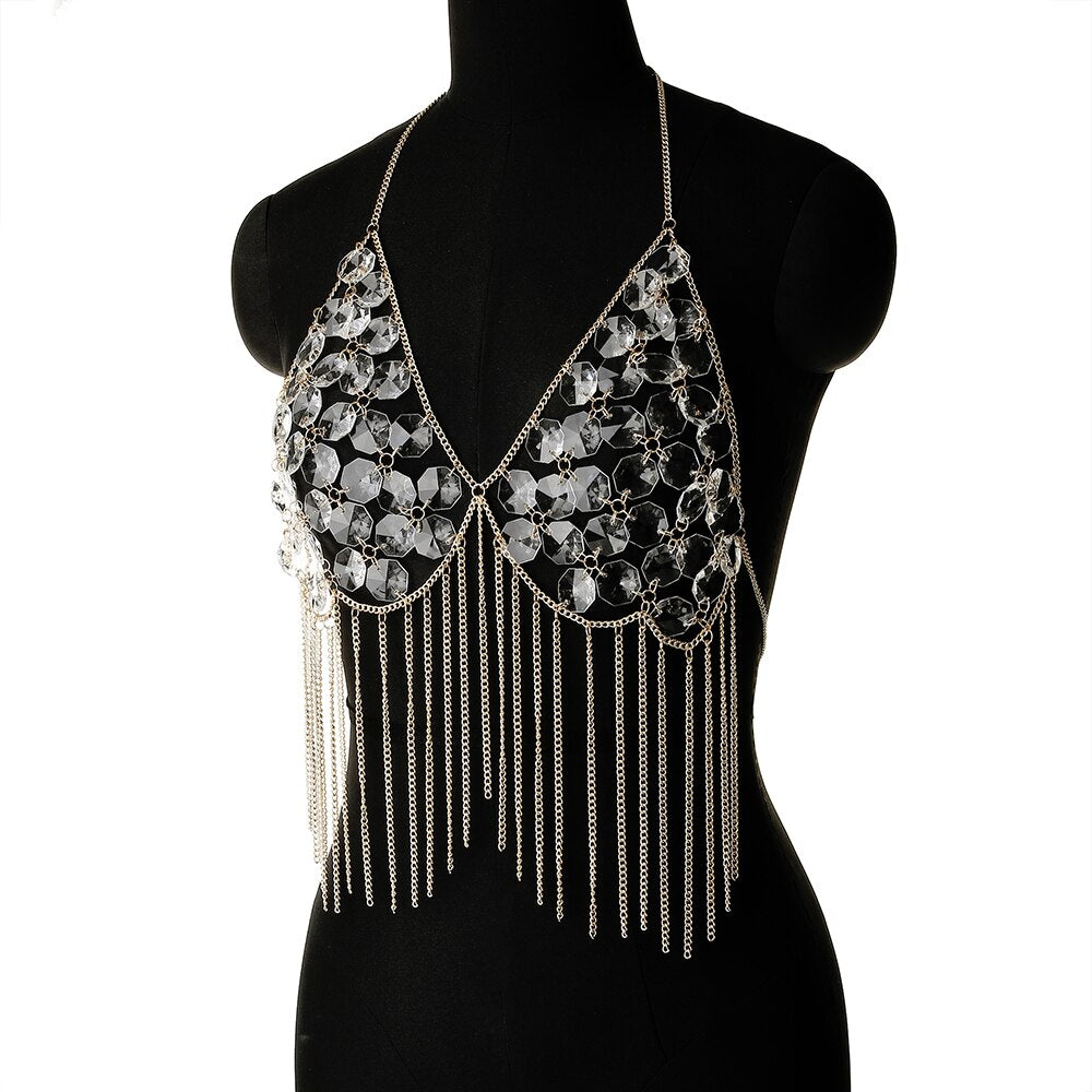 Acrylic Decoration Tassel Halter Bra Chain