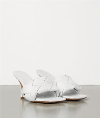 White Woven Mule Sandals