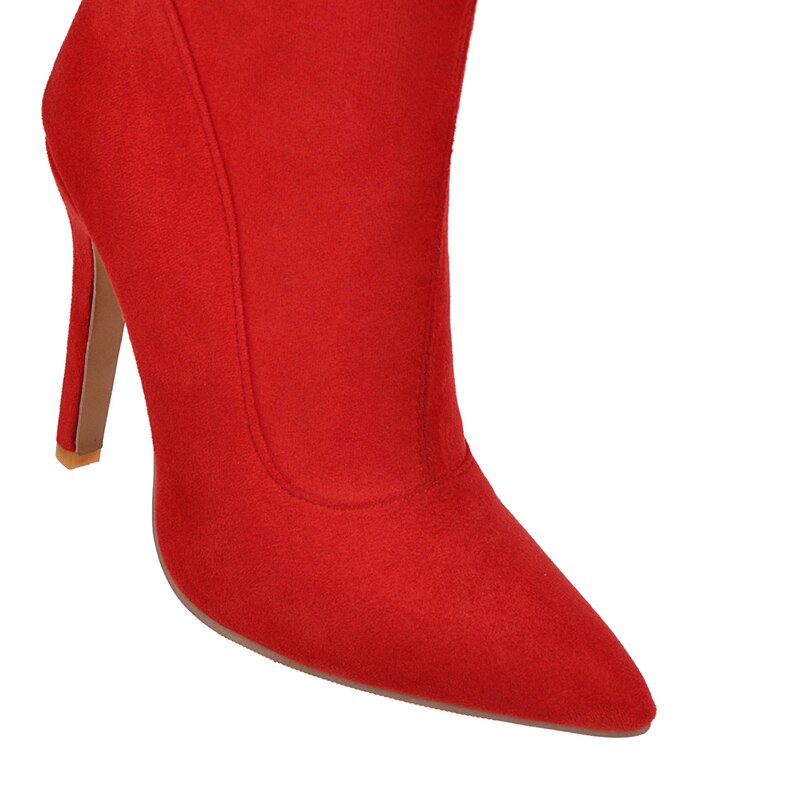 39834 Boot Red Stretch Suede Thigh High Boots – Godu Shop