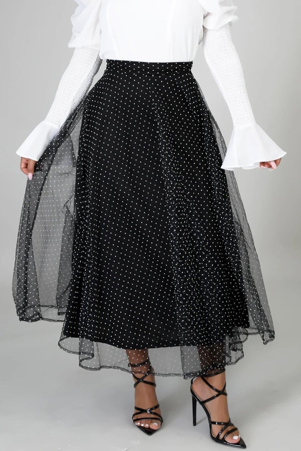High Waist Polka Dot Mesh Skirt – Godu Shop