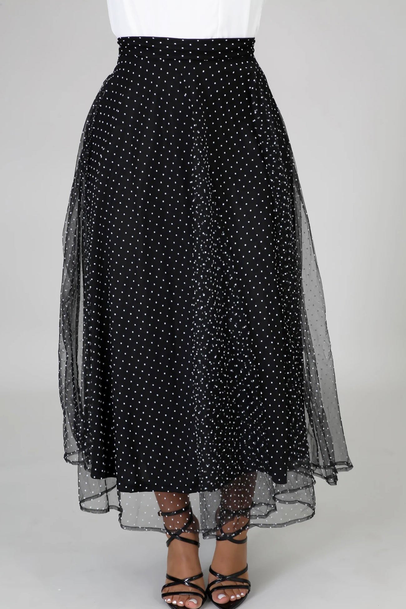 High Waist Polka Dot Mesh Skirt – Godu Shop
