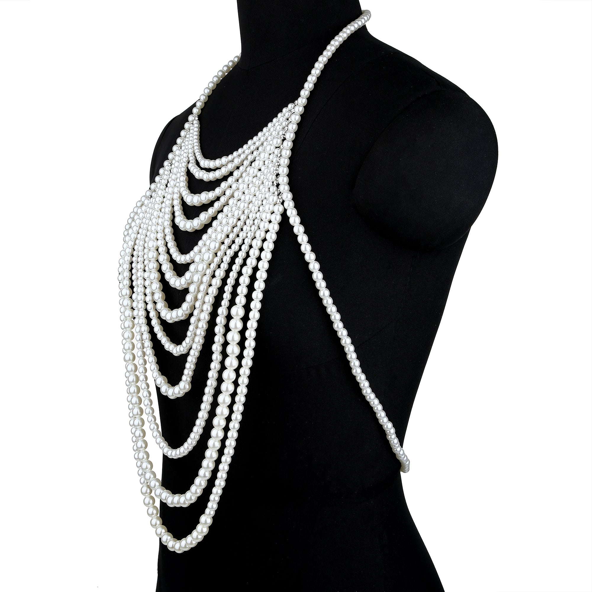 Adjustable Halter Pearl Sweater Body Chain