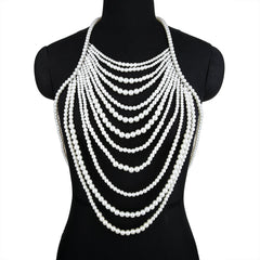 Adjustable Halter Pearl Sweater Body Chain