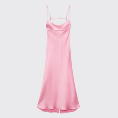 Pink Satin Cut Out Dress