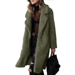 loose long sleeve lapel plush Coat jacket