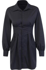belted tie shirt long sleeve dress